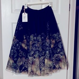 Ted Baker Black and Floral Tulle Skirt